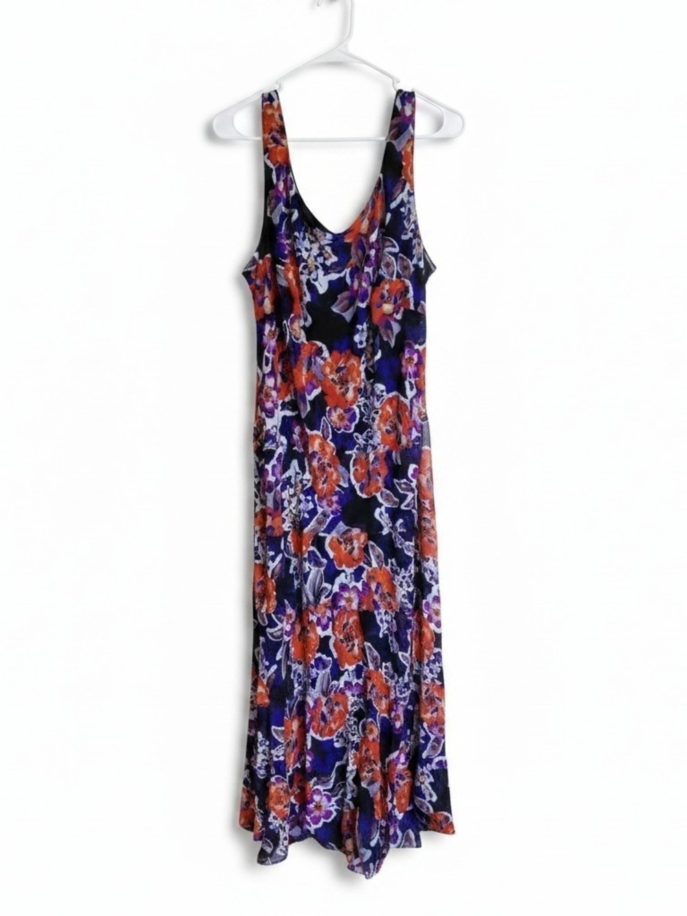 Jones Studio Black Maxi Dress with Purple & Orange Floral Print